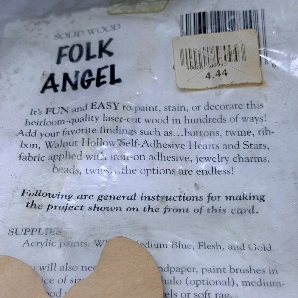 Walnut Hollow Wood Folk Angel 12820 Unfinished Laser Cut Wood Craft‎ Kit USA
